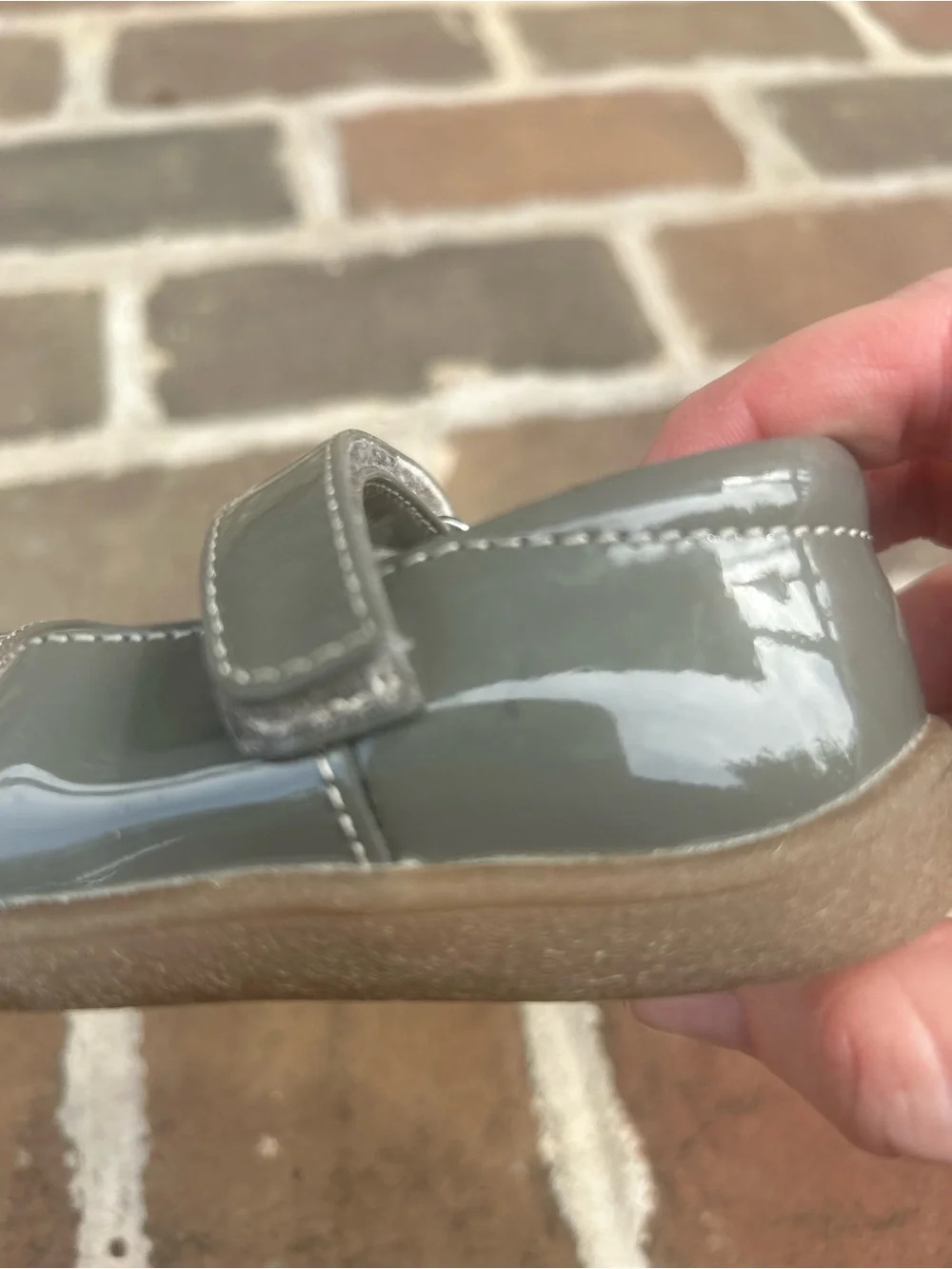 See Kai Run Grey Patent Mary Jane Shoes Flower Details 6